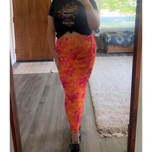 Floral Orange and Pink Women's Skirt